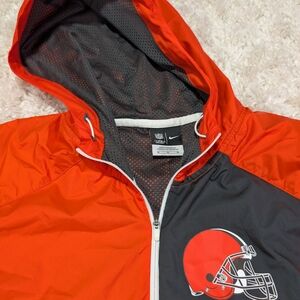 Nike Cleveland Browns Orange Hooded Windbreaker with Helmet Logo